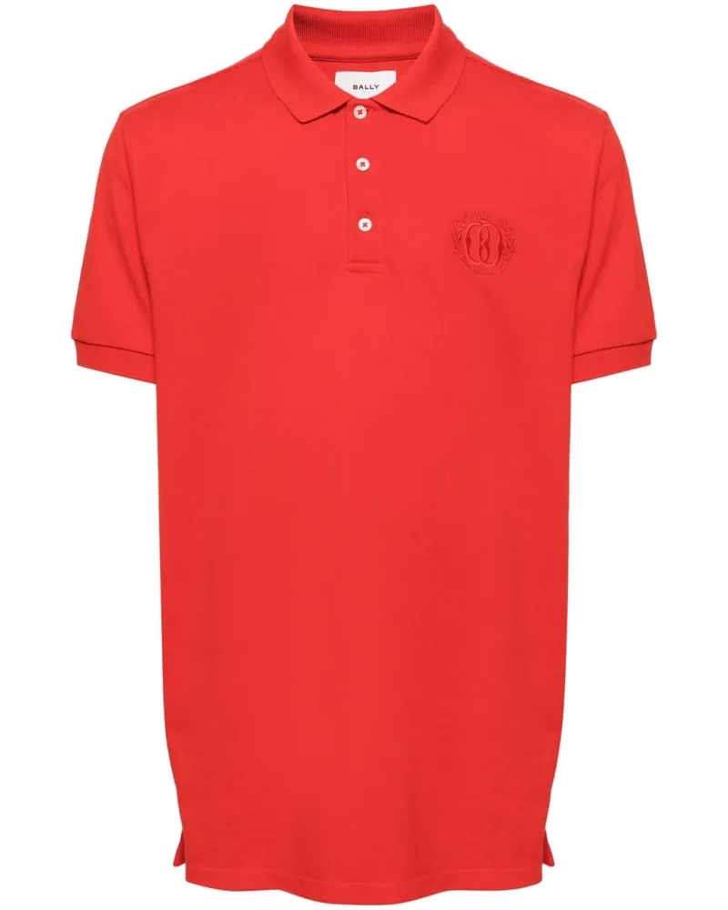 Bally Besticktes Poloshirt aus Bio-Baumwolle Rot