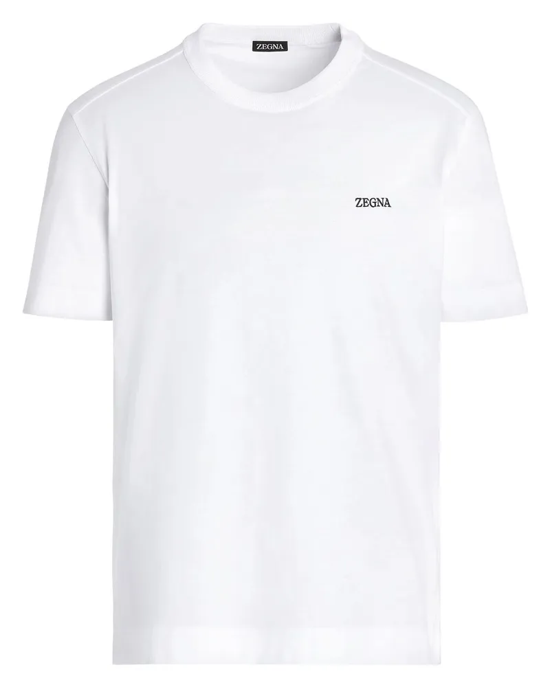Ermenegildo Zegna T-Shirt mit Logo-Stickerei - Weiß Weiß