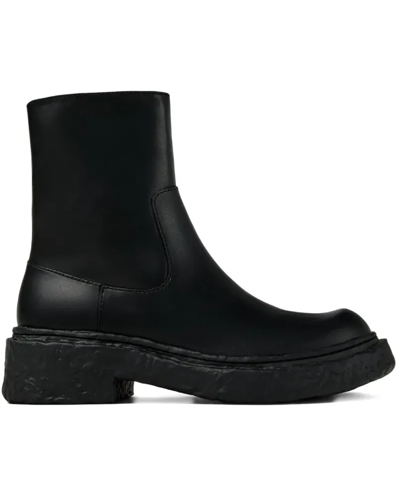 Camper Strukturierte Stiefel mit Reißverschlussdetail - Schwarz Schwarz