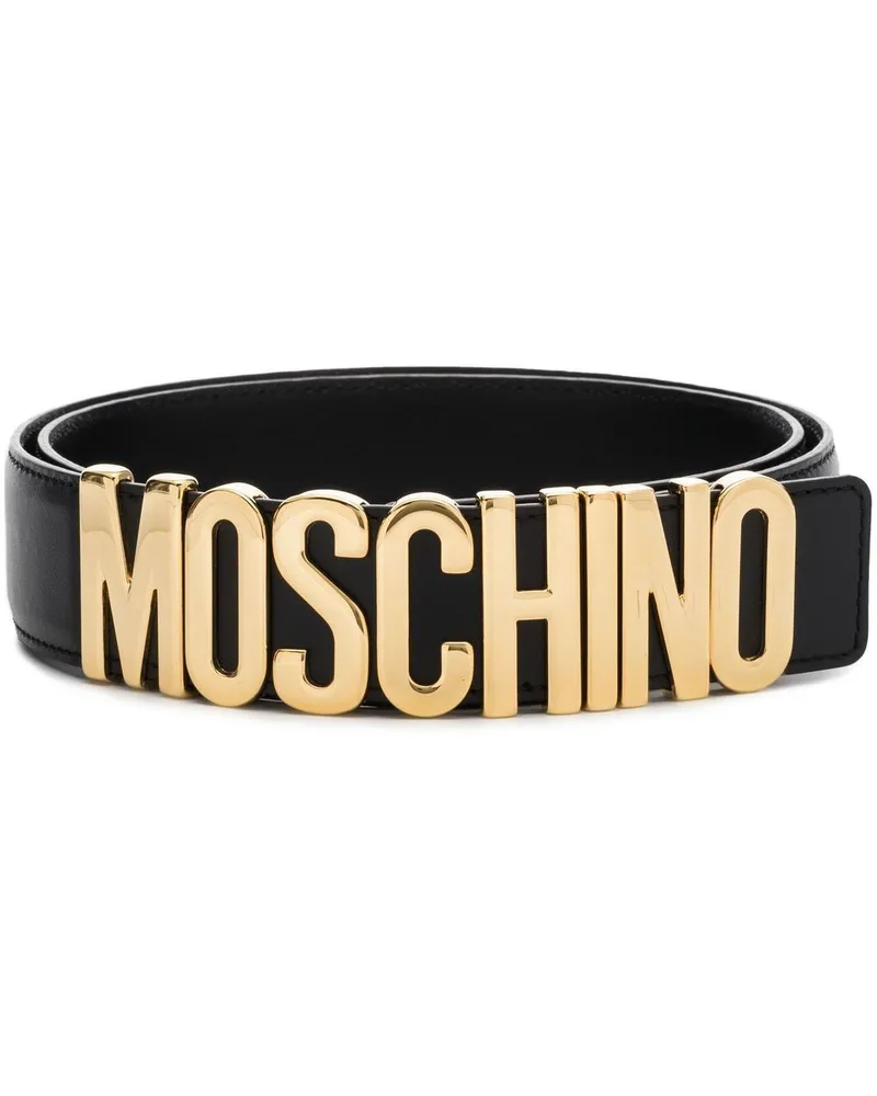 Moschino Gürtel mit Logo-Schild - Schwarz Schwarz