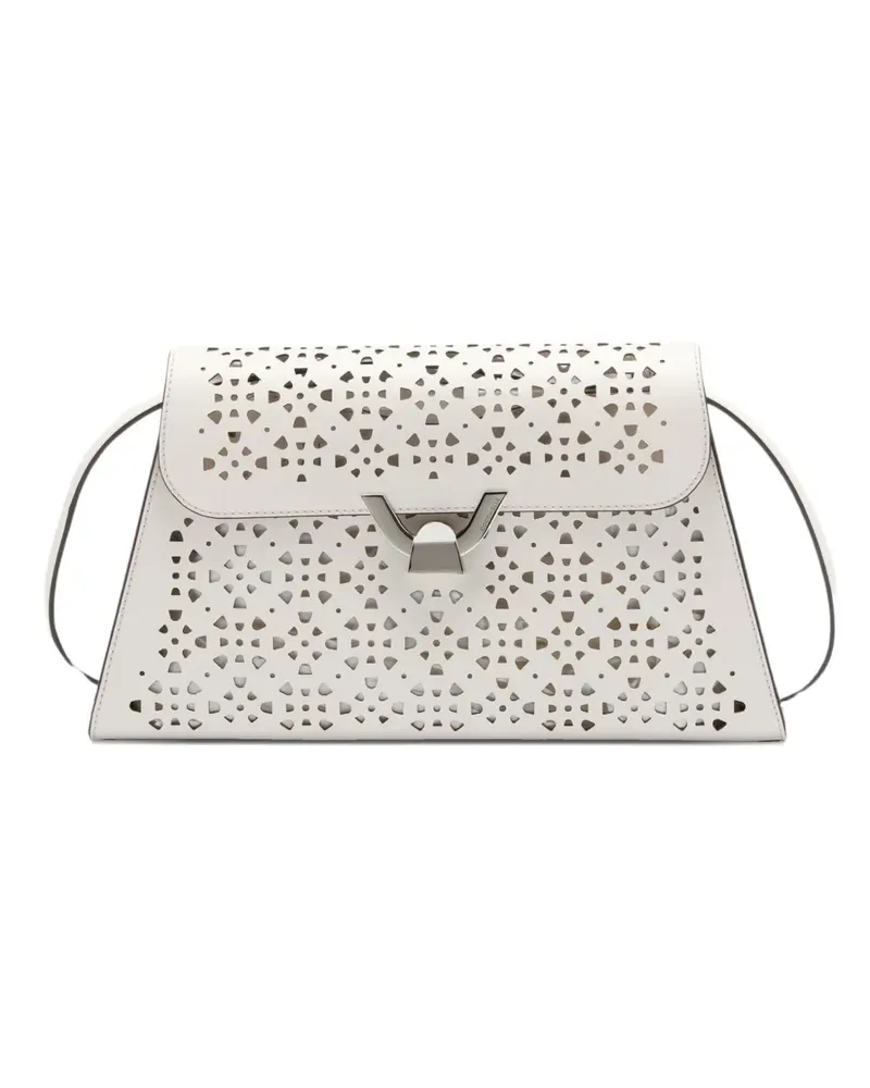 Coccinelle Dew Schultertasche mit Laser-Cuts - Weiß Weiß