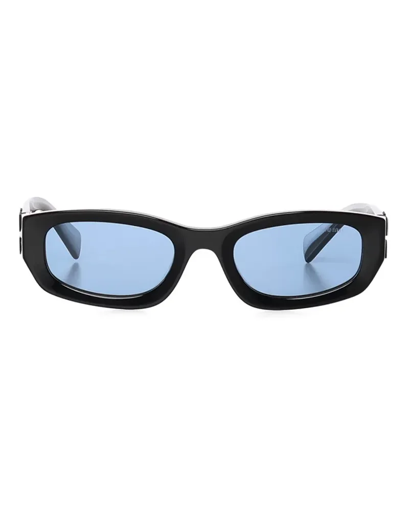 Miu Miu Eckige Sonnenbrille mit Logo - Schwarz Schwarz
