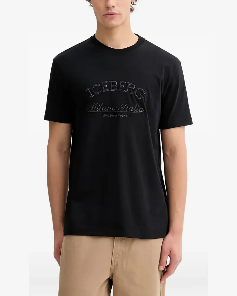 Iceberg T-Shirt mit Logo-Stickerei - Schwarz Schwarz