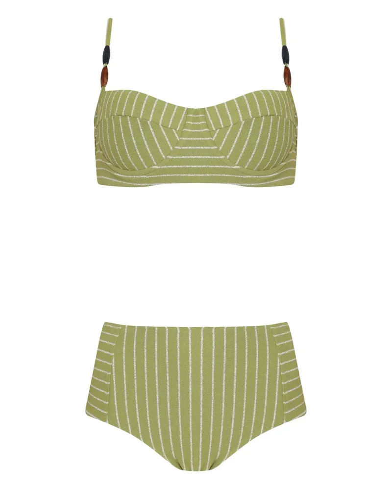 BRIGITTE beaded-strap striped bikini - Grün Grün