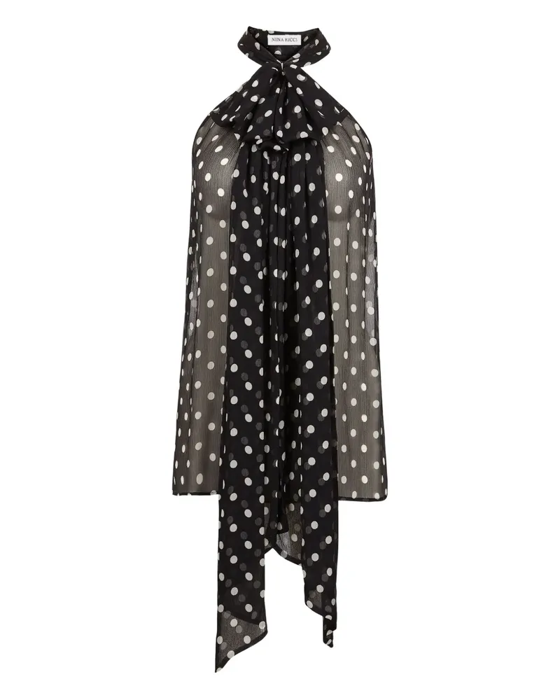 Nina Ricci Neckholder-Top mit Polka Dots - Schwarz Schwarz
