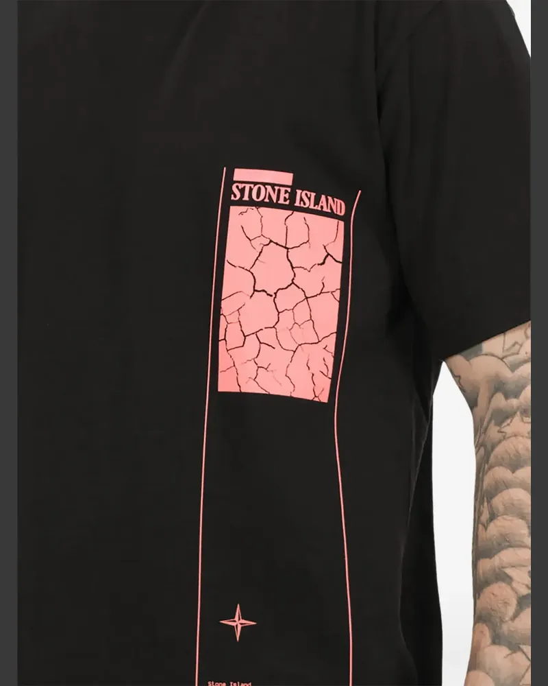 Stone Island T-Shirt mit grafischem Print - Schwarz Schwarz