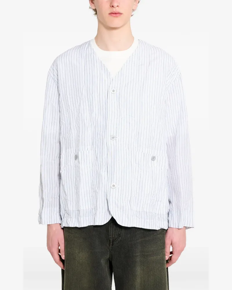 Comme des Garçons striped side-pocket jacket - Weiß Weiß