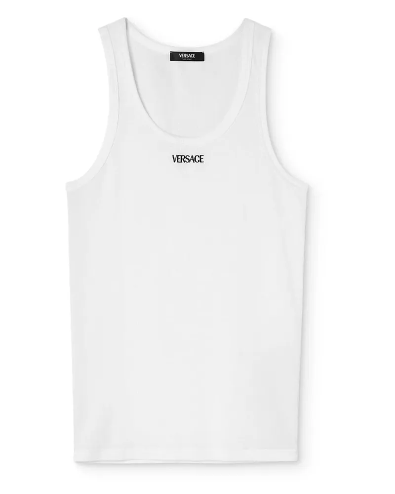 Versace Geripptes Trägershirt mit Logo - Weiß Weiß