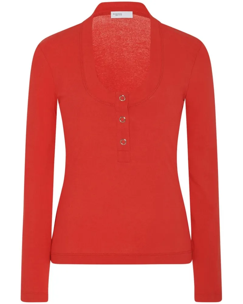 Rosetta Getty Henley-Oberteil aus Bio-Baumwolle Rot