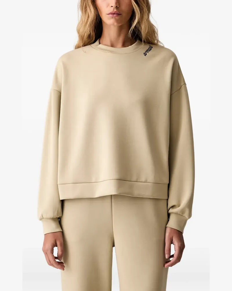 Armani Exchange logo-embroidered dropped-shoulder sweatshirt - Nude Nude