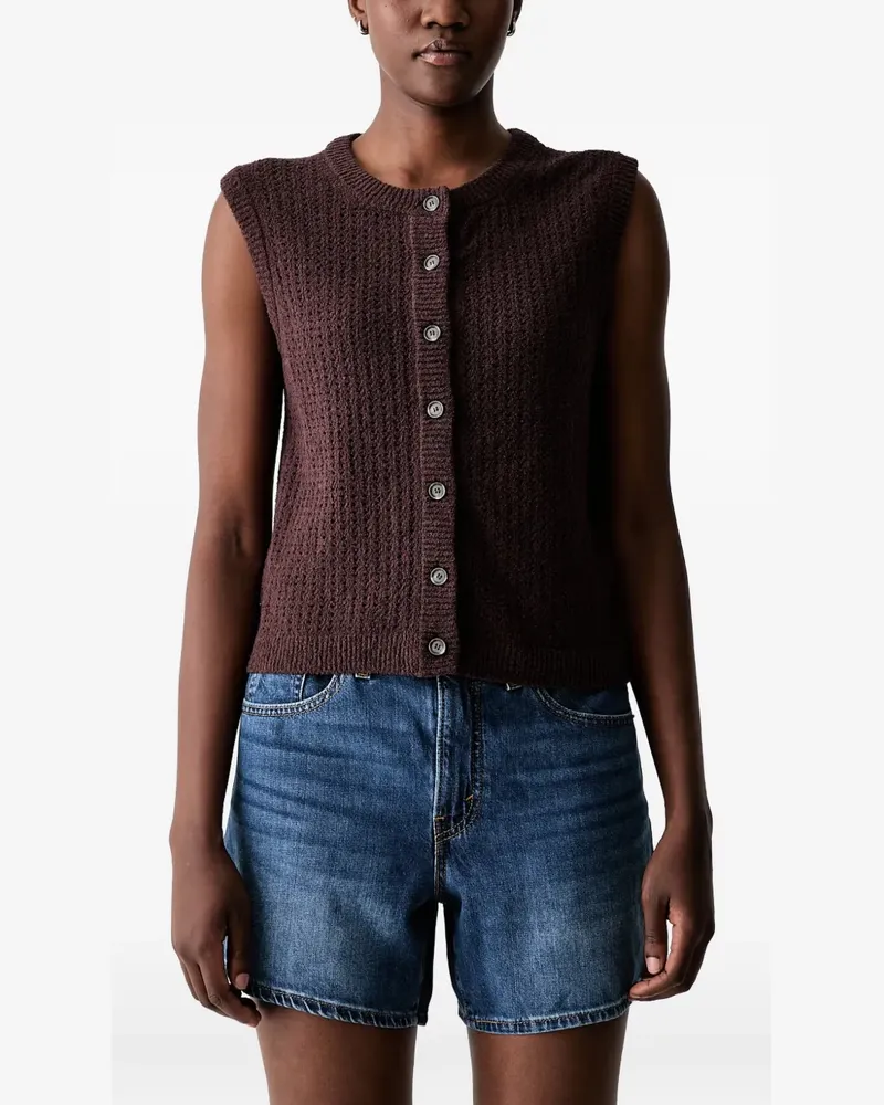Marc O'Polo pointelle-knit button-up cardigan - Braun Braun