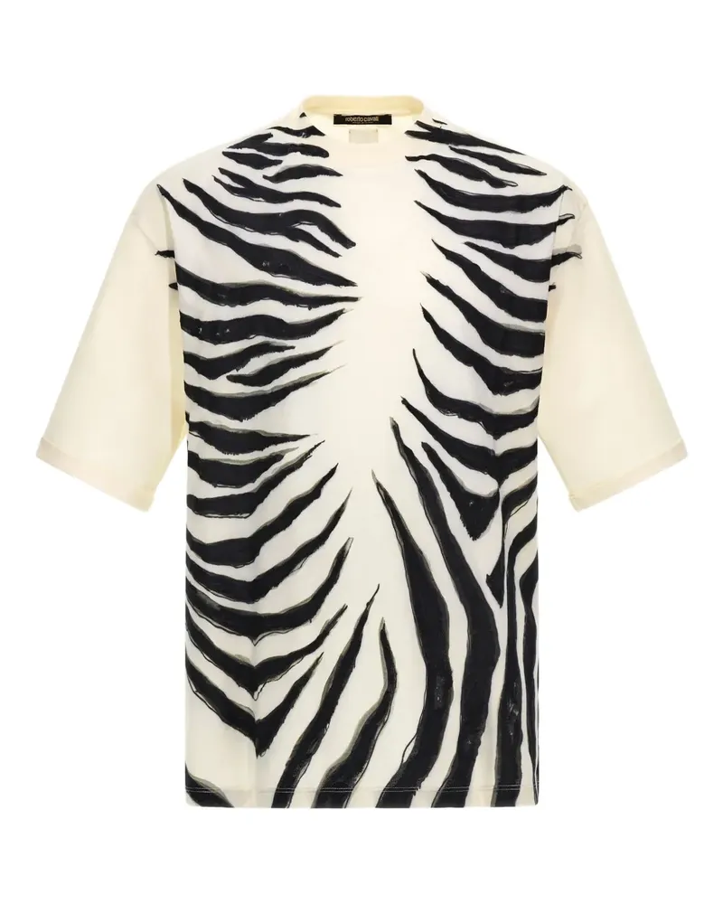 Roberto Cavalli T-Shirt mit Zebra-Print - Weiß Weiß
