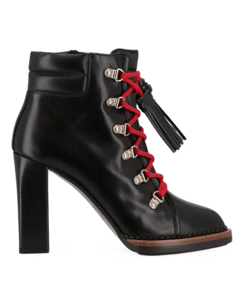 TOD'S lace-up tassel leather ankle boots - Schwarz Schwarz