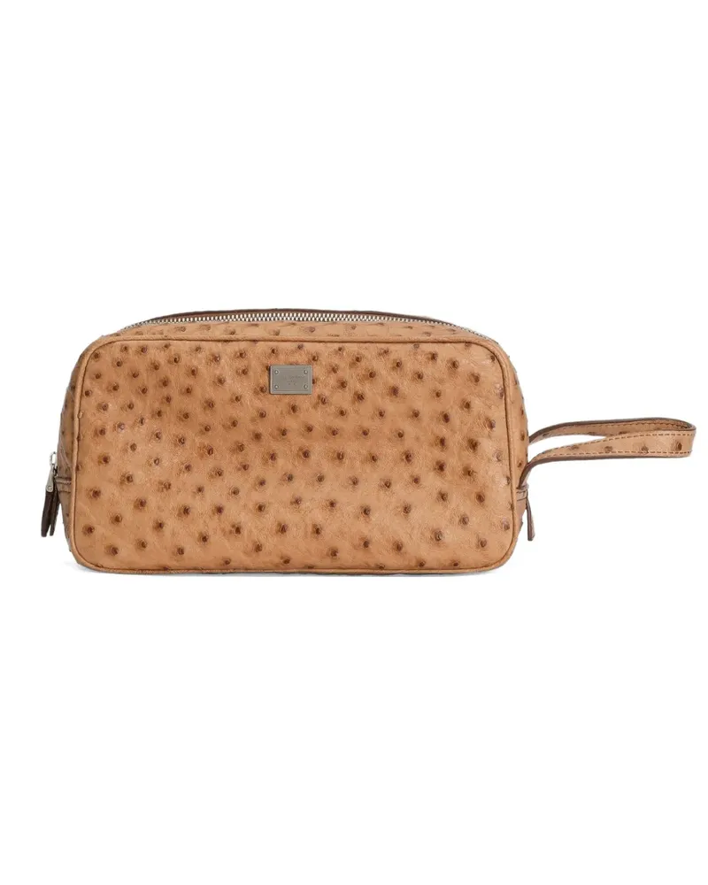 Dolce & Gabbana ostrich-skin clutch bag - Braun Braun