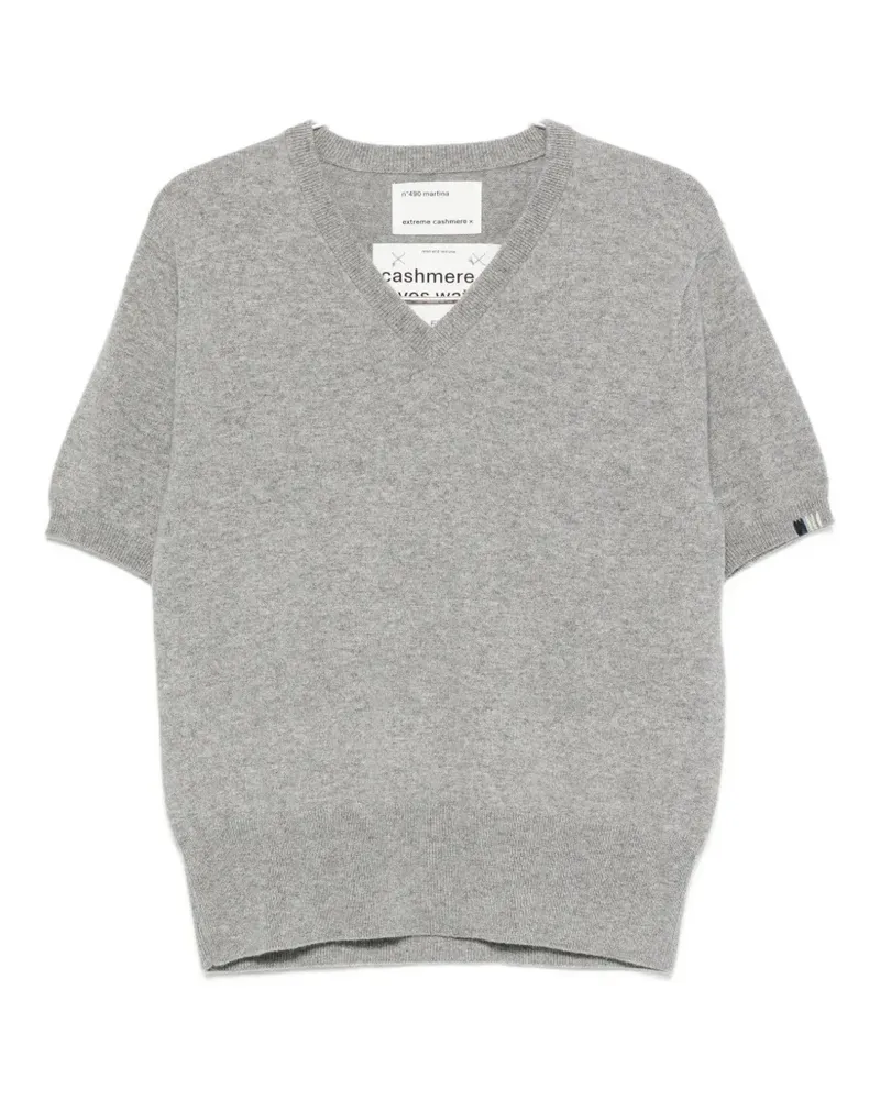 extreme cashmere Martina V-neck short-sleeve sweater - Grau Grau