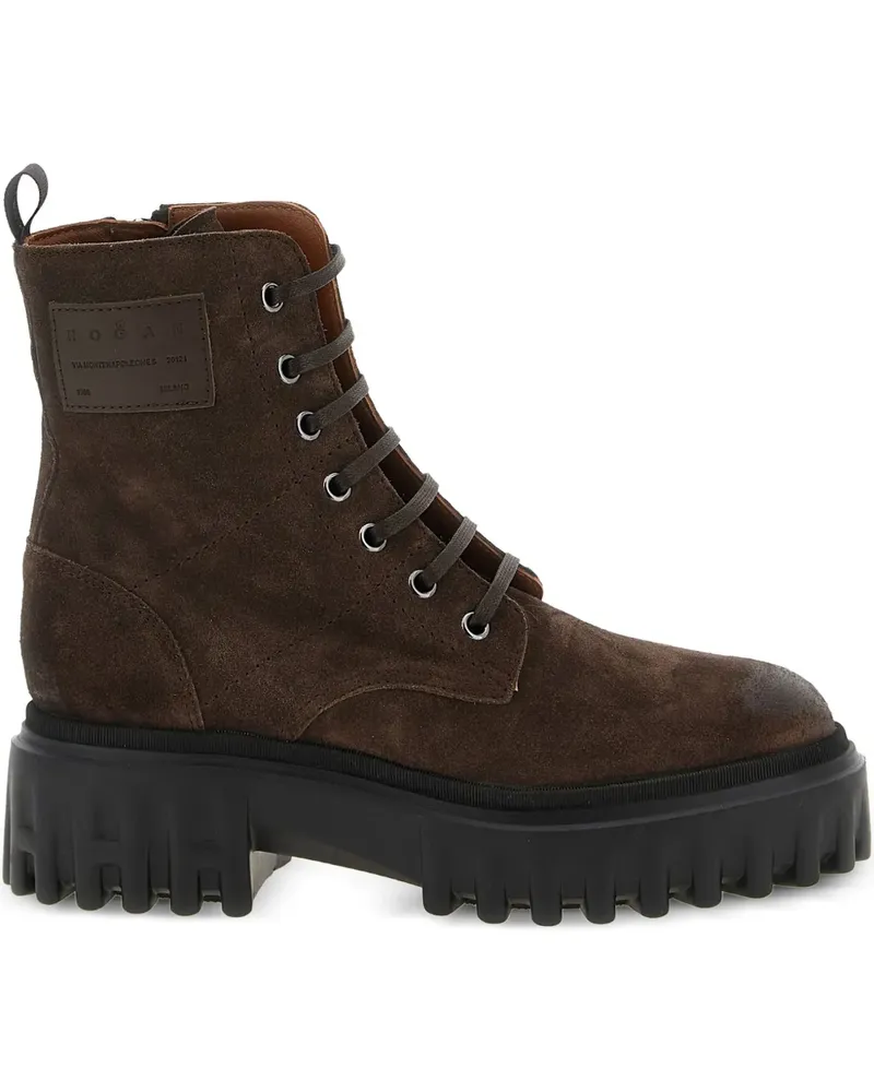 Hogan H700 Schnürstiefel mit dicker Sohle - Braun Braun