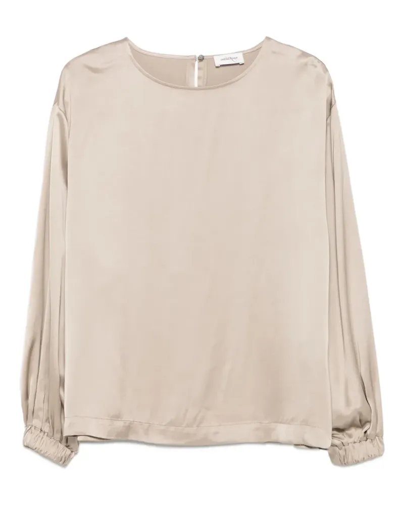 ottod’Ame Satinbluse mit elastischen Bündchen - Nude Nude