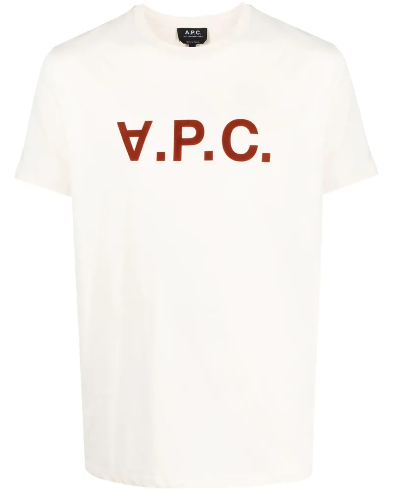 A.P.C. T-Shirt mit beflocktem Logo - Nude Nude