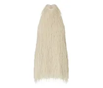 Kurzes Kleid mit ausgefranstem Stoff - Nude
