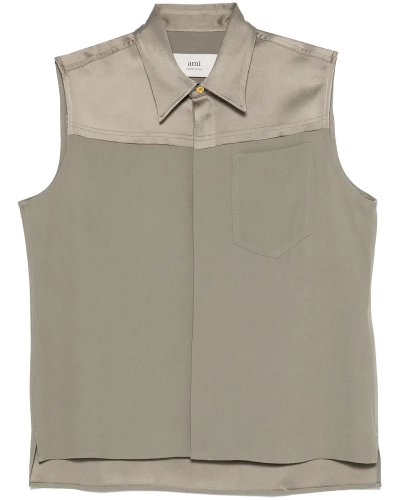AMI Paris Klassische Satinbluse - Braun Braun