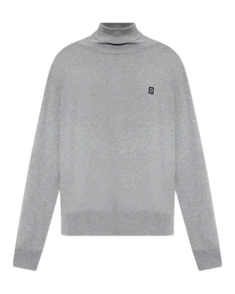 Balmain logo-embroidered roll-neck sweater - Grau Grau