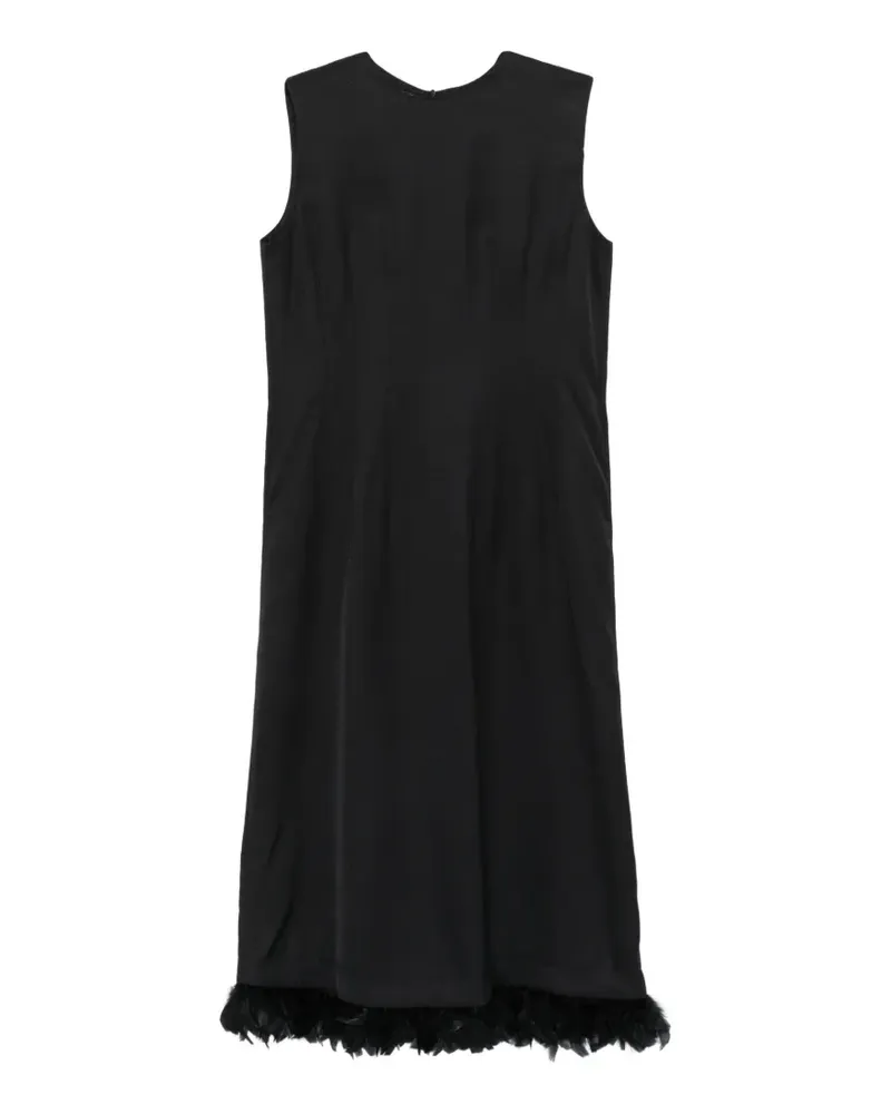 PLAN C Ärmelloses Maxikleid mit Federbesatz - Schwarz Schwarz