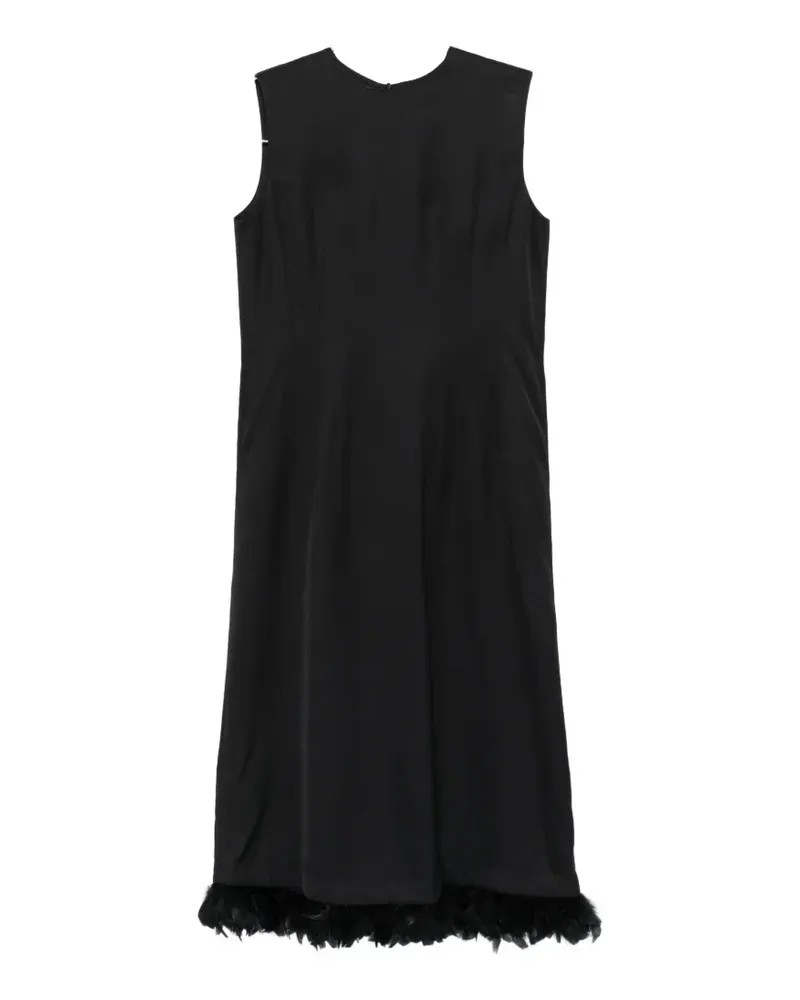 PLAN C feather-trim sleeveless maxi dress - Schwarz Schwarz