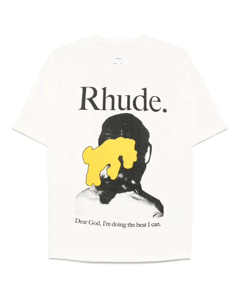 RHUDE T-Shirt mit Logo-Print - Weiß Weiß
