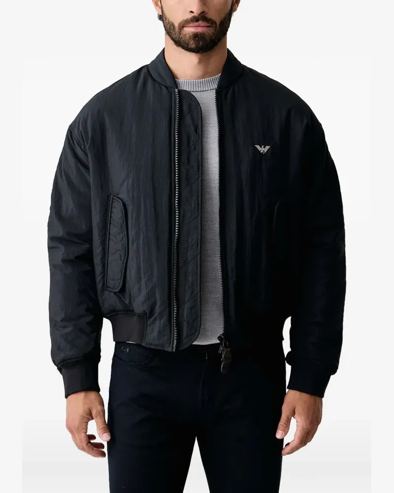 Emporio Armani Bomberjacke mit Logo-Patch - Blau Blau