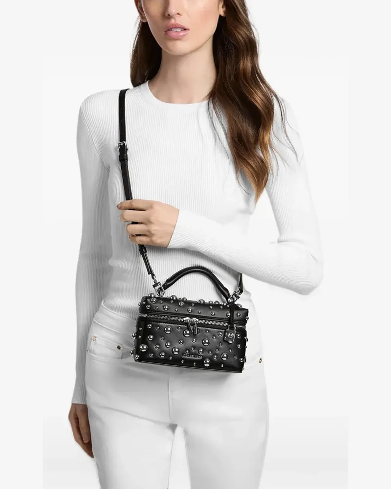 Michael Kors Jana extra-small studded satin tote bag - Schwarz Schwarz
