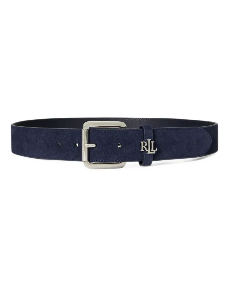 Ralph Lauren logo-plaque suede belt - Blau Blau