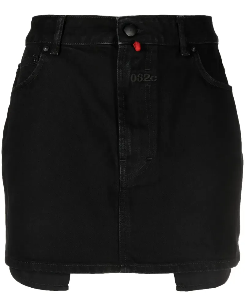 032c Mini-Jeansrock mit Stickerei - Schwarz Schwarz