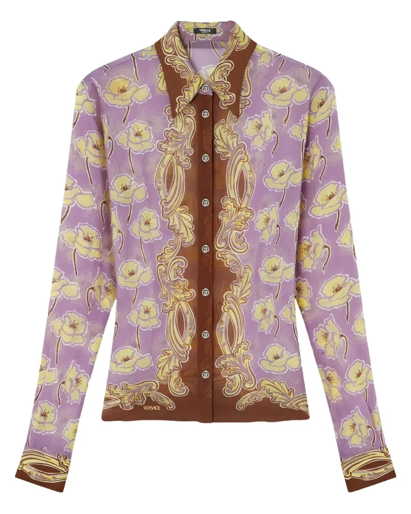 Versace Poppies Foulard-Hemd - Violett Violett