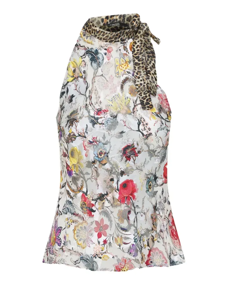 Roberto Cavalli contrast-print top - Weiß Weiß