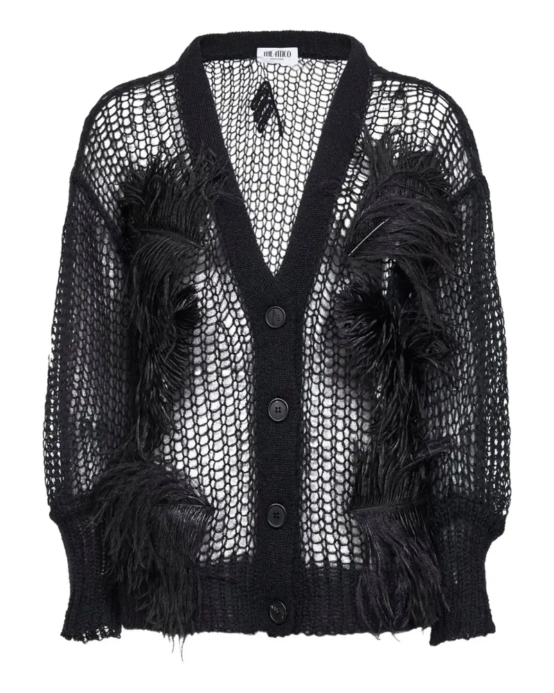 ATTICO feather-embellishment V-neck cardigan - Schwarz Schwarz