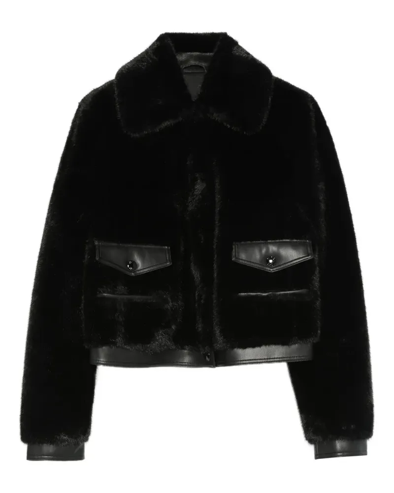 Patrizia Pepe Jacke mit Faux-Fur-Besatz - Schwarz Schwarz