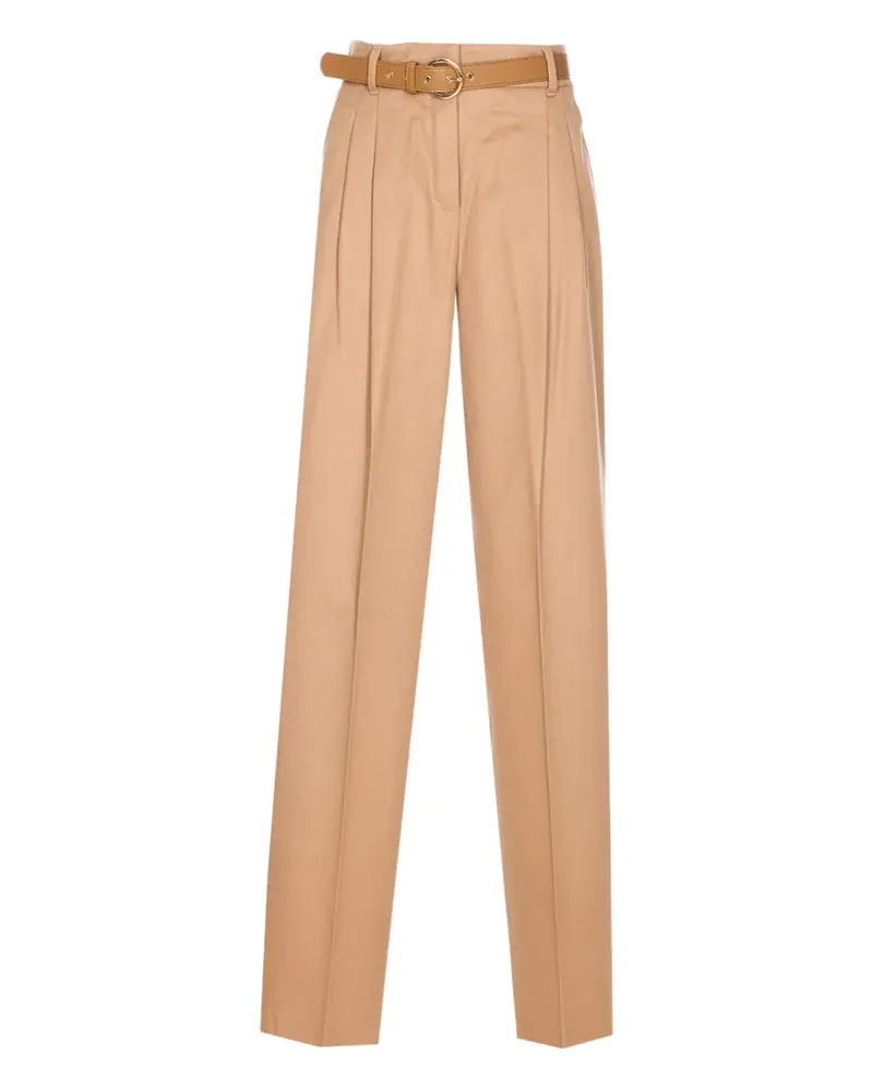 Max Mara Plissierte Hose mit Gürtel - Nude Nude