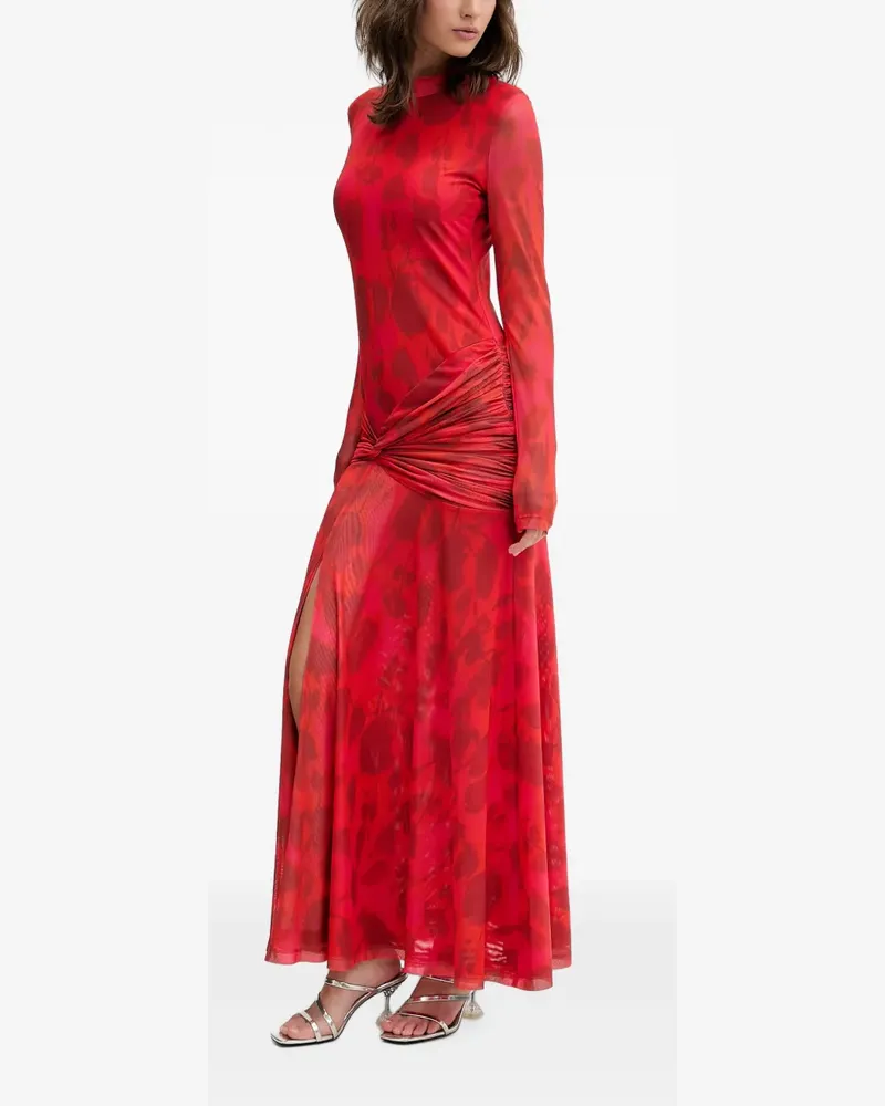Bardot Langärmeliges Maxikleid mit Blumen-Print - Rot Rot