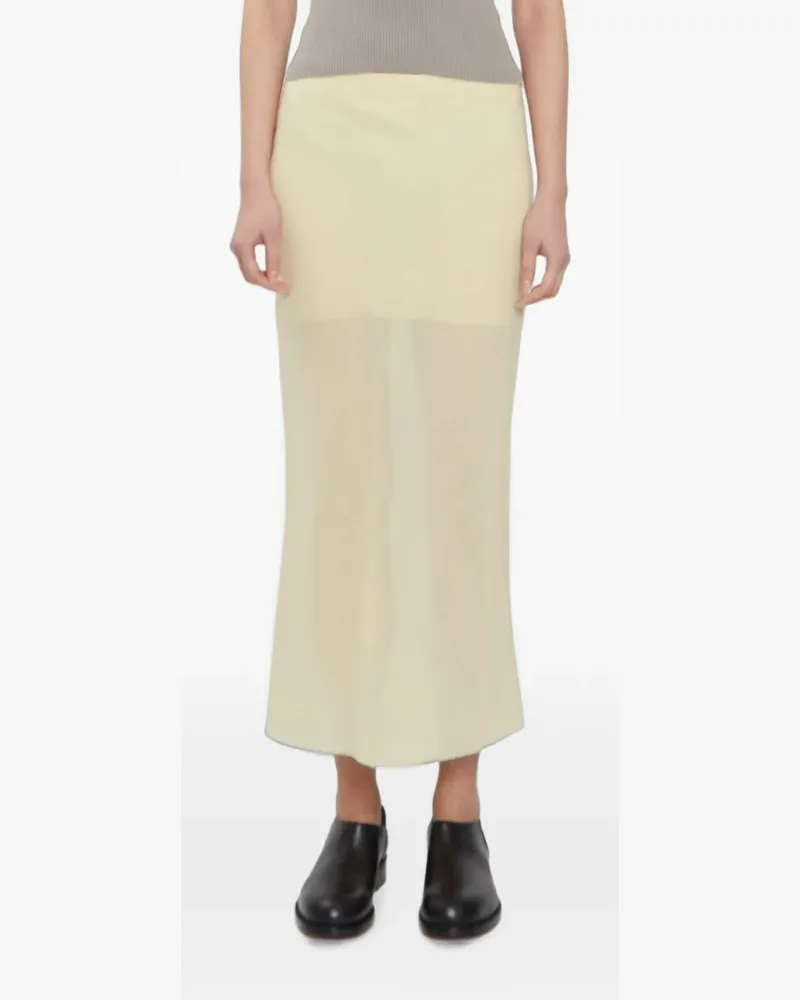 Rier bias-cut wool-gauze midi skirt - Gelb Gelb
