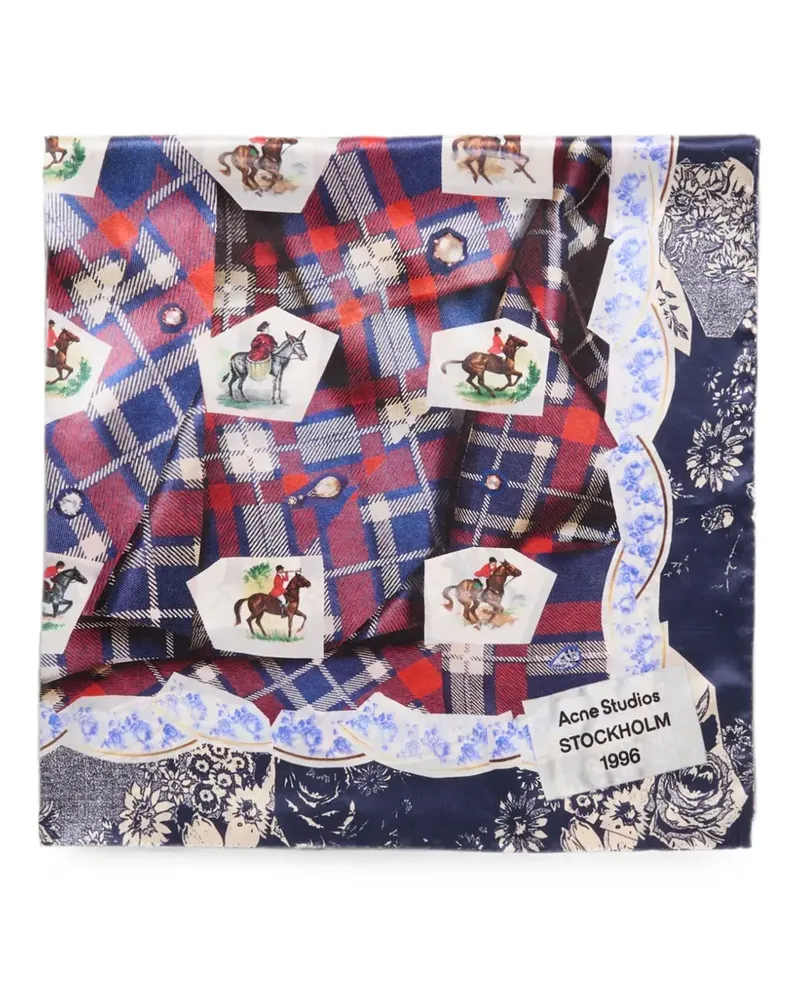 Acne Studios printed silk scarf - Blau Blau