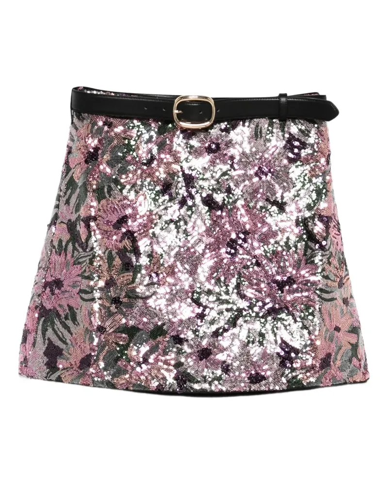 Self-Portrait Minirock mit Pailletten - Rosa Rosa