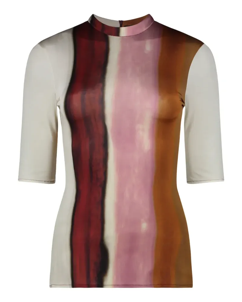 ELLERY stripe-print short-sleeve T-shirt - Nude Nude