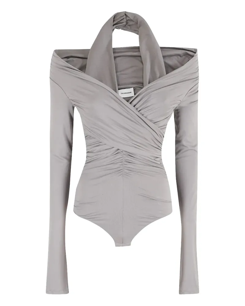 ANDAMANE Yvonne draped long-sleeve bodysuit - Grau Grau
