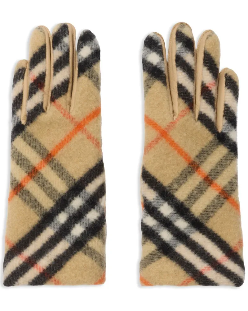 Burberry Karierte Handschuhe aus Wolle - Nude Nude