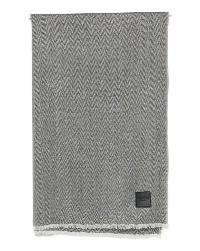 Max Mara WKAquantum herringbone-weave frayed scarf - Grau Grau