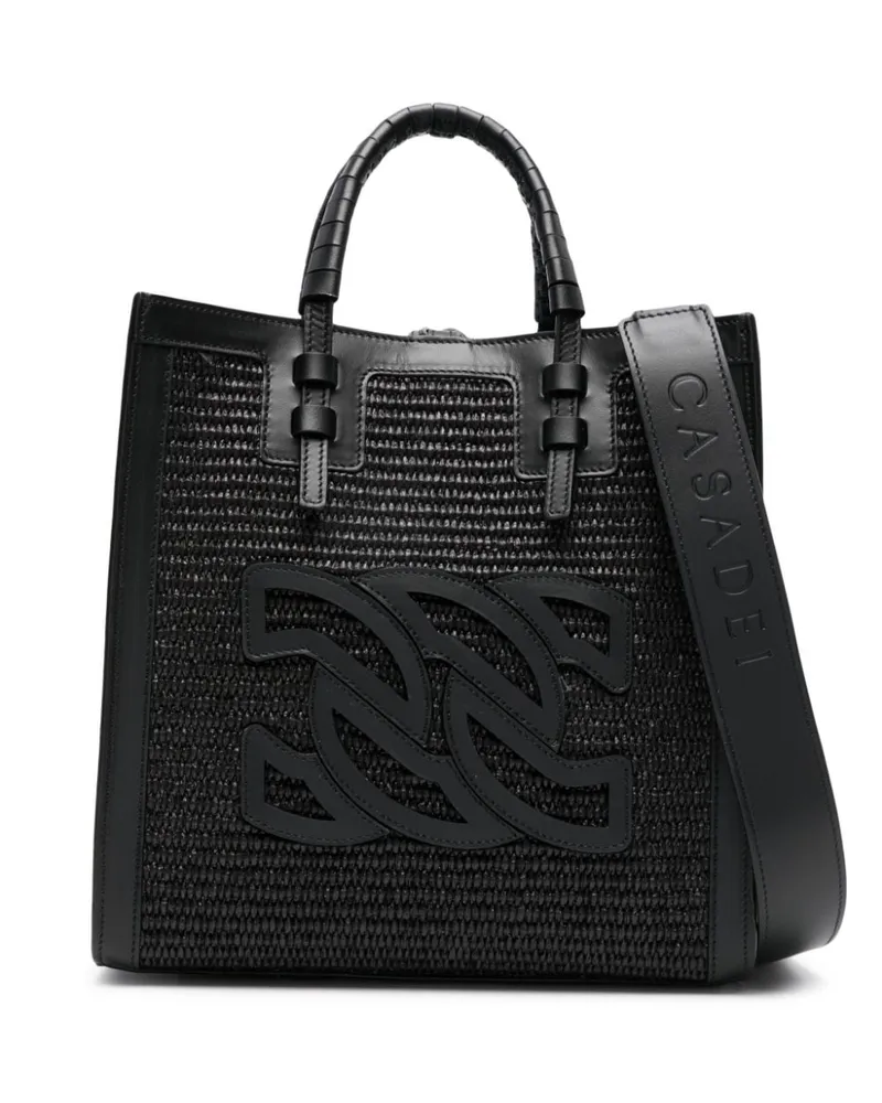 Casadei Beaurivage Shopper aus Raffiabast - Schwarz Schwarz