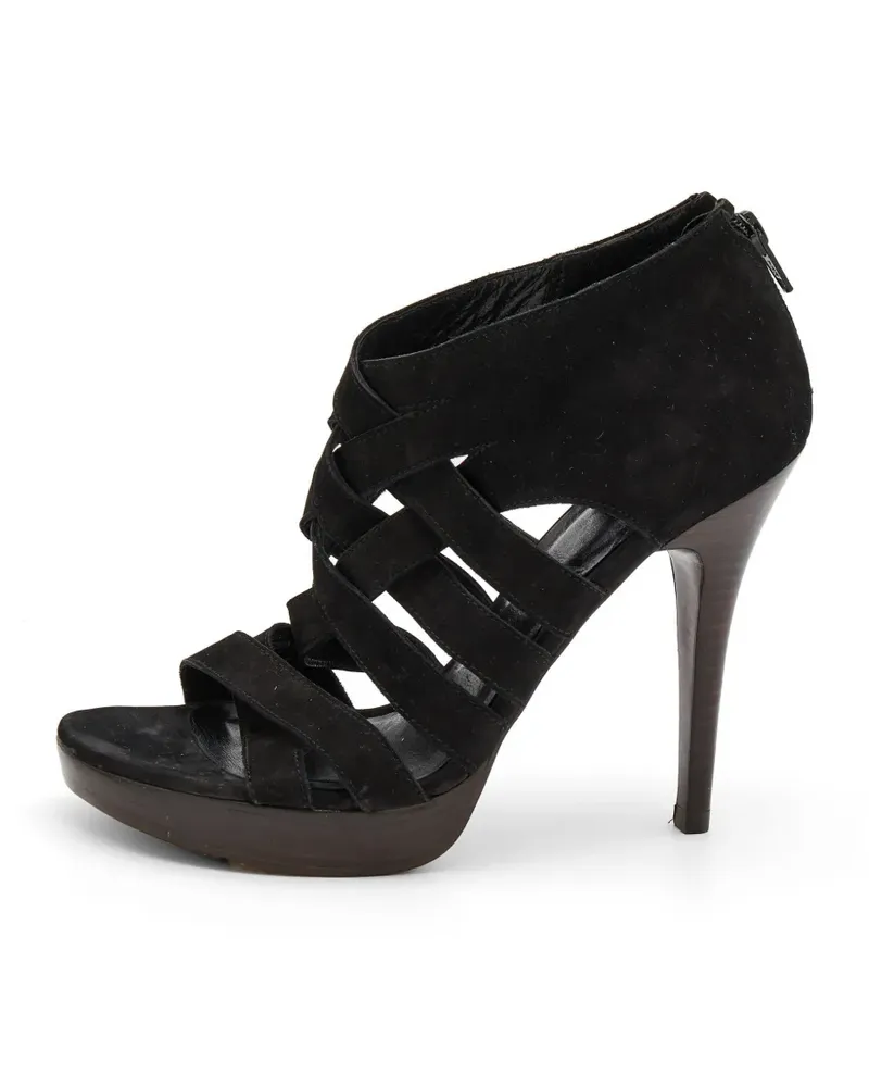 Stuart Weitzman Sandalen aus Wildleder mit überkreuzten Riemen - Schwarz Schwarz