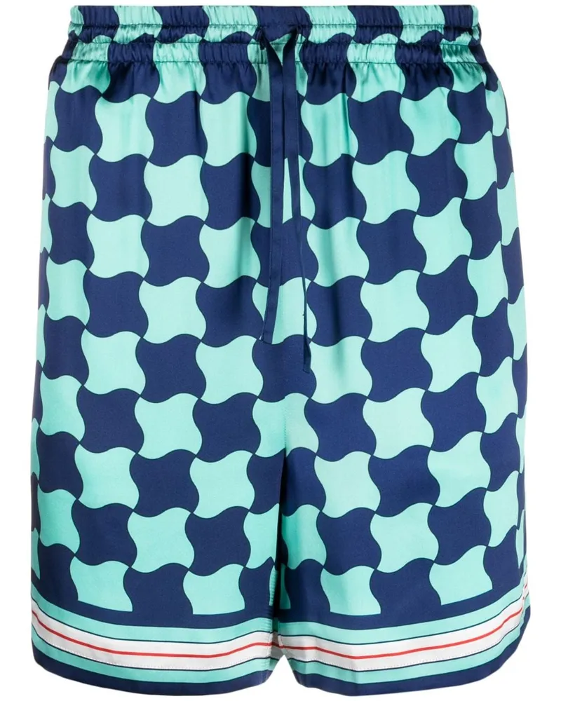 Casablanca Paris Pool Tile Shorts aus Seide - Blau Blau