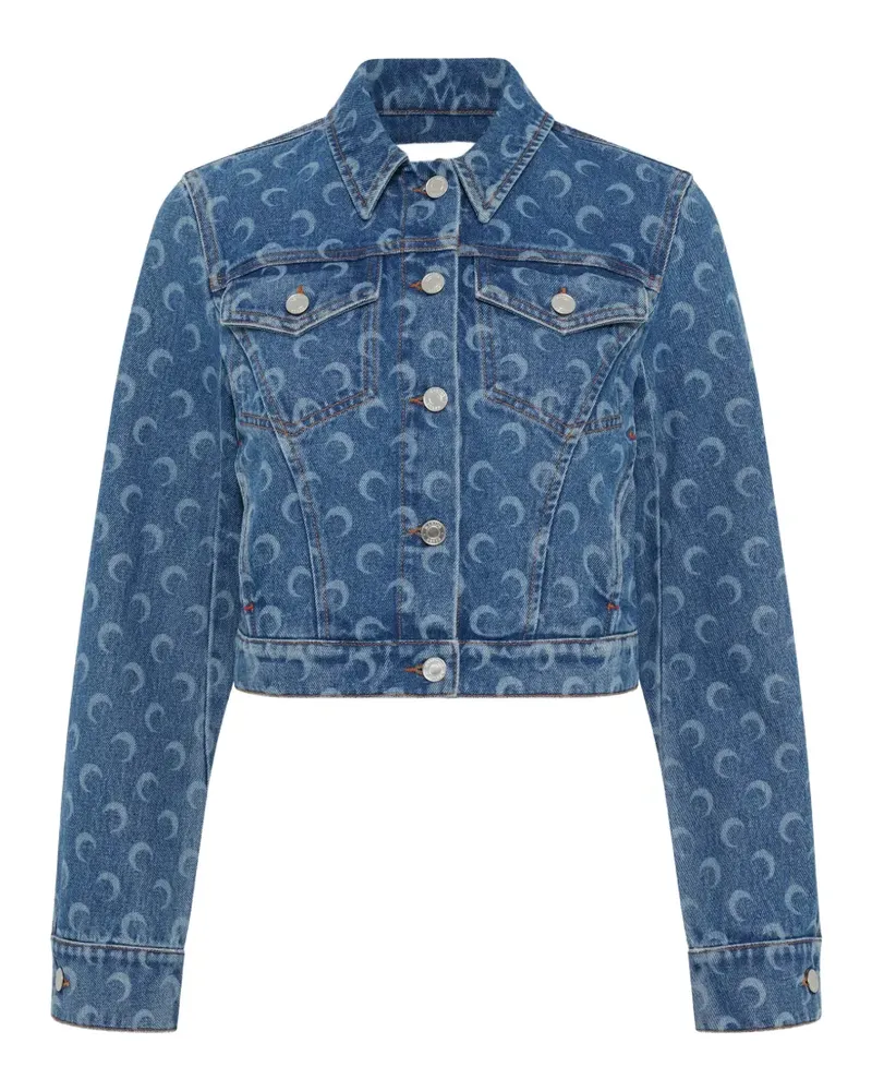 Marine Serre Jeansjacke mit Moon-Print - Blau Blau