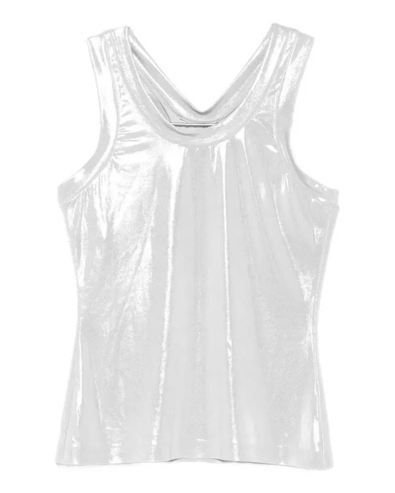 Norma Kamali metallic racer top - Grau Grau